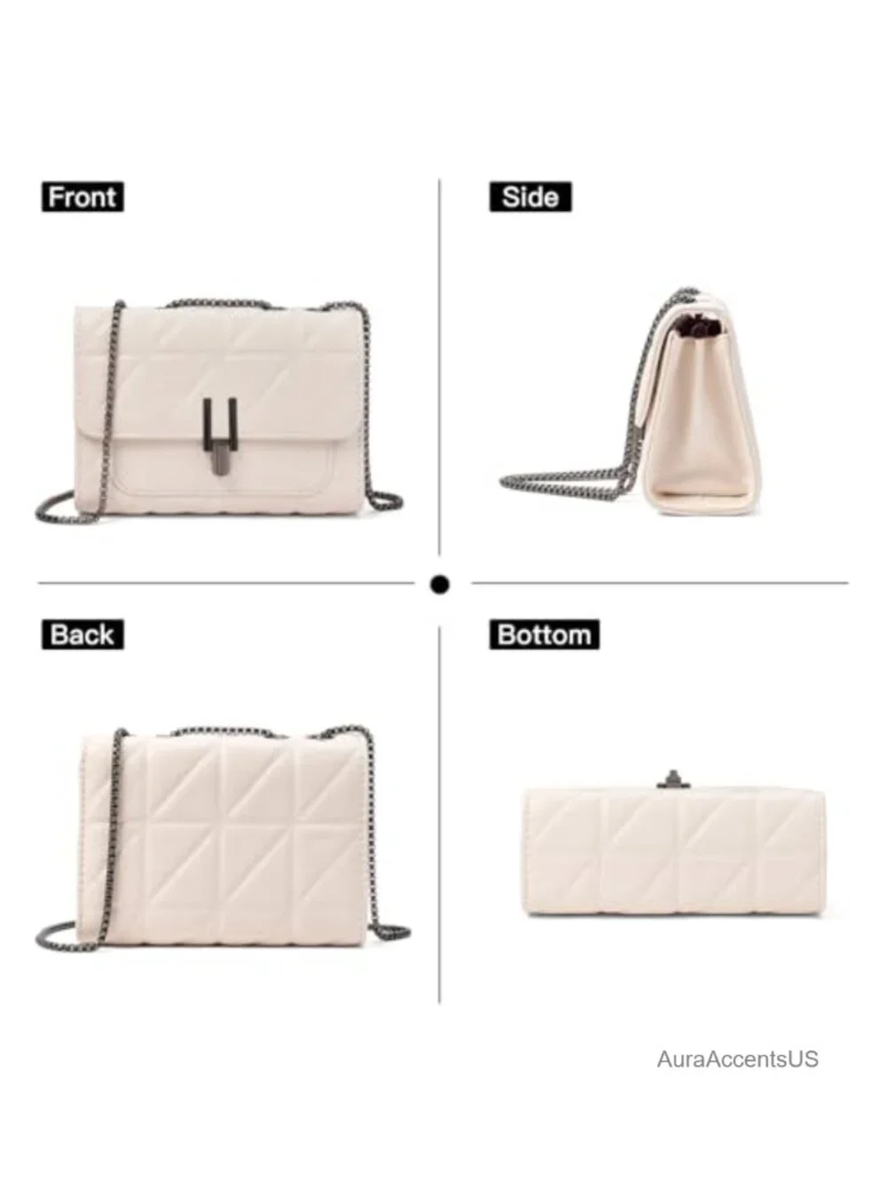 Vegan Leather Crossbody Bag with Adjustable Strap, Zipper Closure